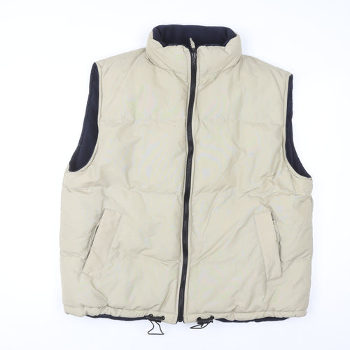 BHS Men's Beige XL Puffer Waistcoat with Full Zip Pockets