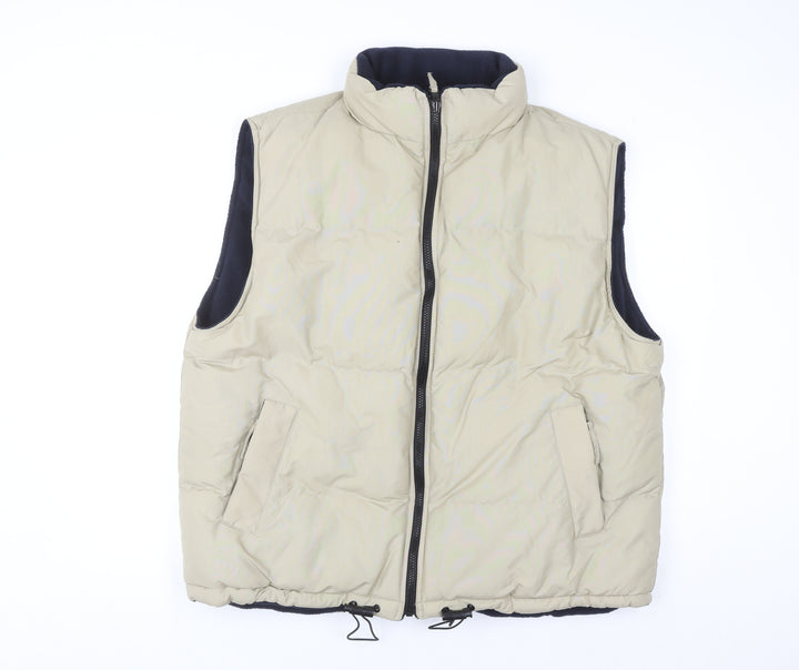 BHS Men's Beige XL Puffer Waistcoat with Full Zip Pockets