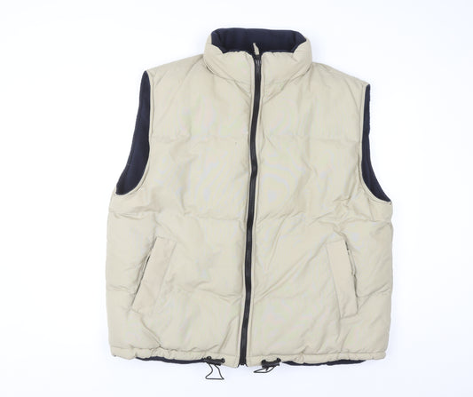 BHS Men's Beige XL Puffer Waistcoat with Full Zip Pockets