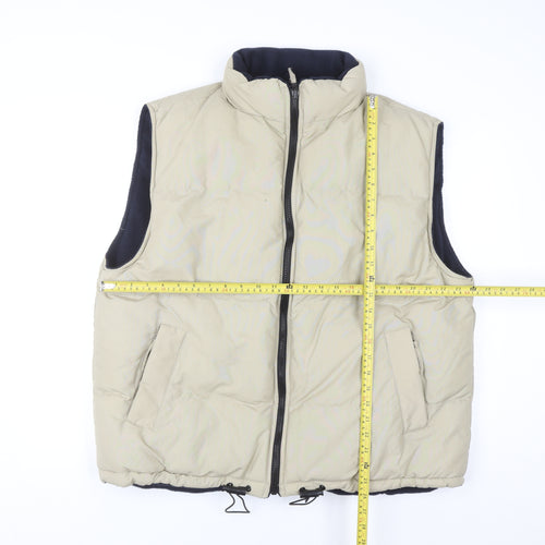 BHS Men's Beige XL Puffer Waistcoat with Full Zip Pockets