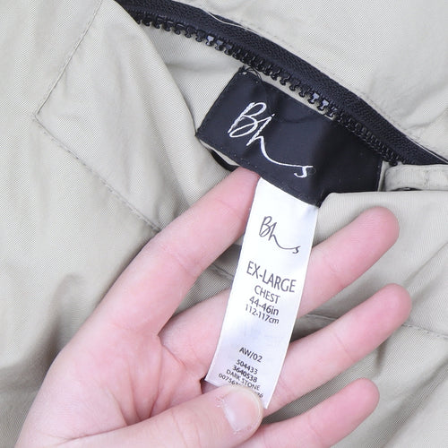 BHS Men's Beige XL Puffer Waistcoat with Full Zip Pockets