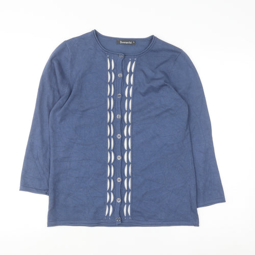 Bonmarché Women's Blue 3/4 Sleeve Knit Cardigan Size S