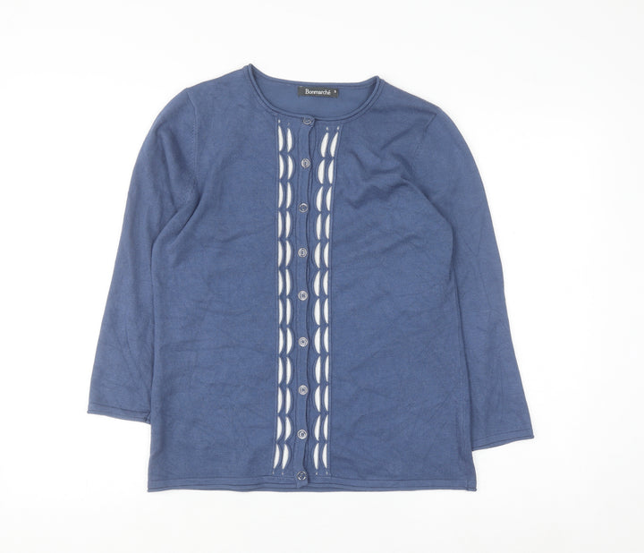 Bonmarché Women's Blue 3/4 Sleeve Knit Cardigan Size S