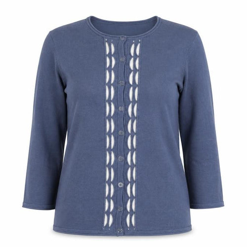Bonmarché Women's Blue 3/4 Sleeve Knit Cardigan Size S