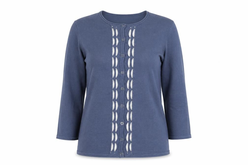 Bonmarché Women's Blue 3/4 Sleeve Knit Cardigan Size S