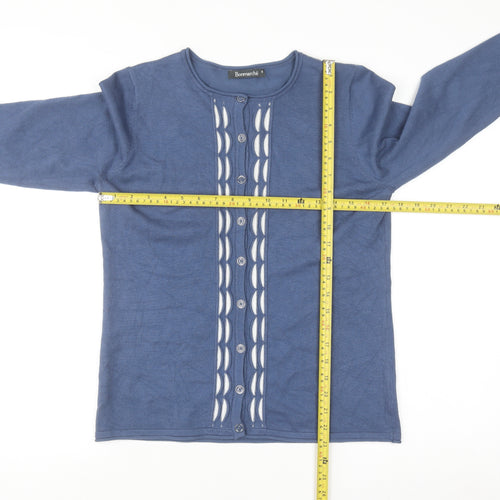 Bonmarché Women's Blue 3/4 Sleeve Knit Cardigan Size S