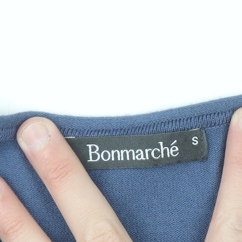 Bonmarché Women's Blue 3/4 Sleeve Knit Cardigan Size S