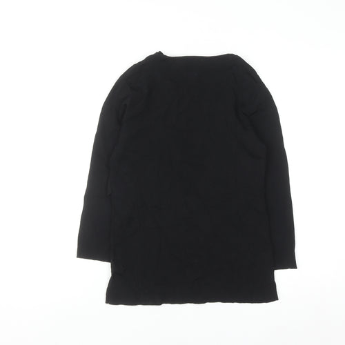 Jeff Banks Women Black Size 12 V-Neck Tunic Jumper with Buckle Detail