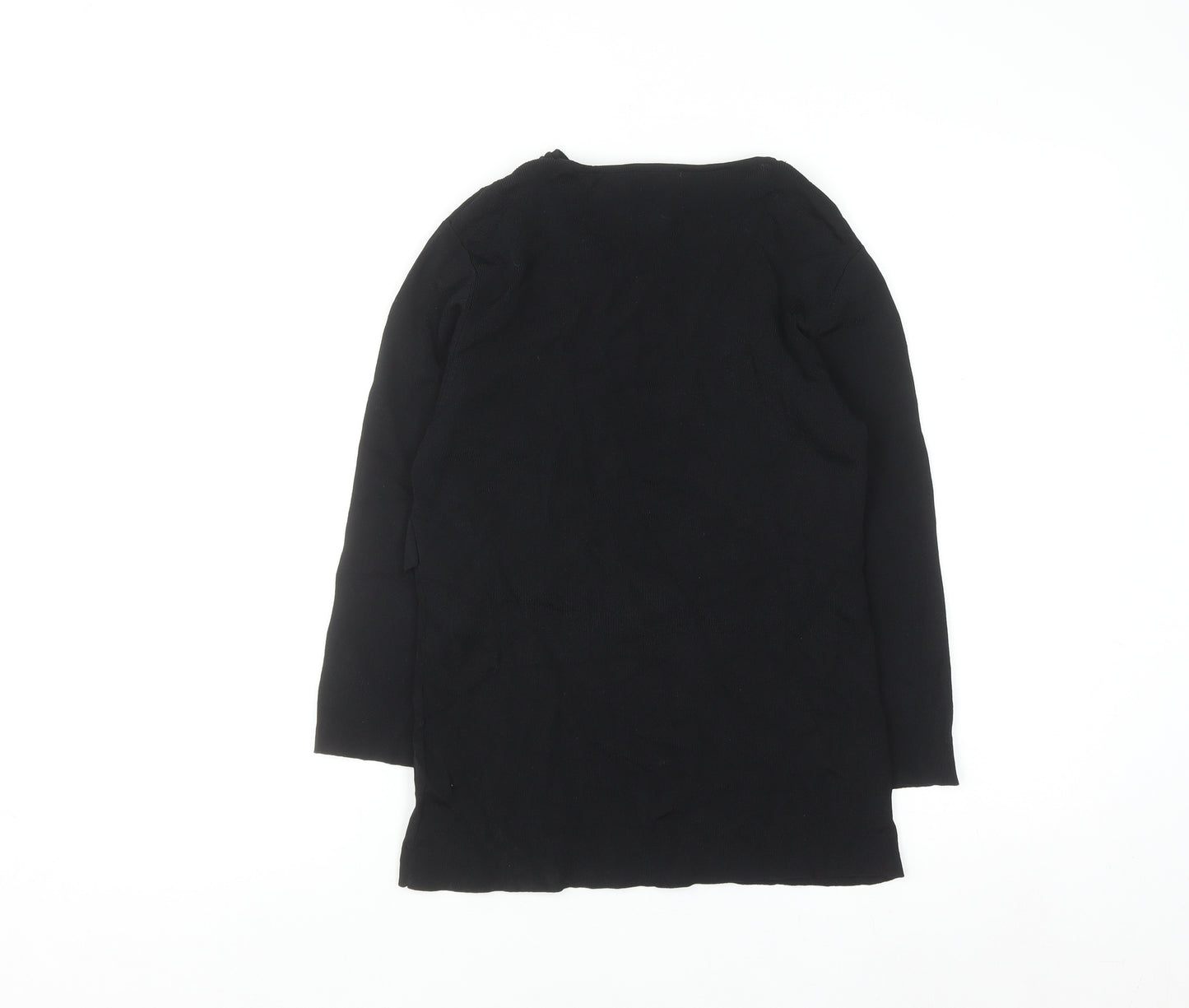 Jeff Banks Women Black Size 12 V-Neck Tunic Jumper with Buckle Detail