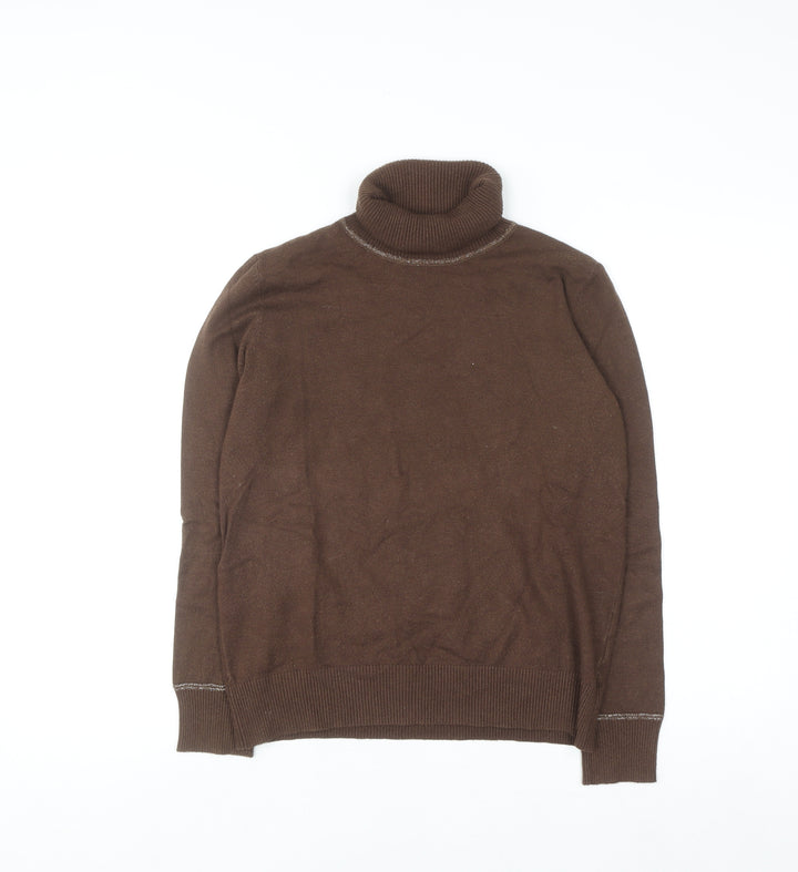 Lemella Women Brown Roll Neck Wool Blend Pullover Jumper S