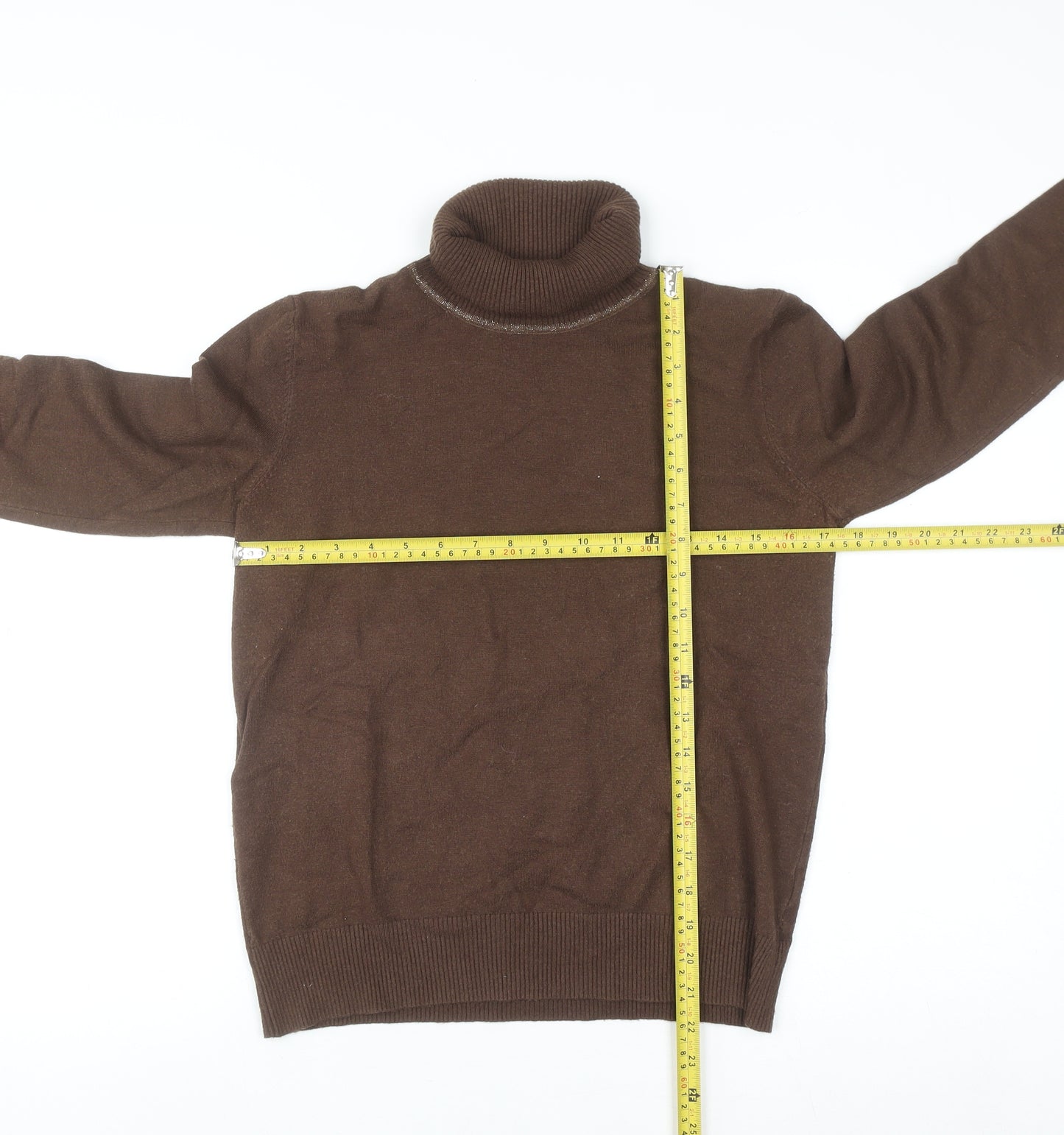 Lemella Women Brown Roll Neck Wool Blend Pullover Jumper S