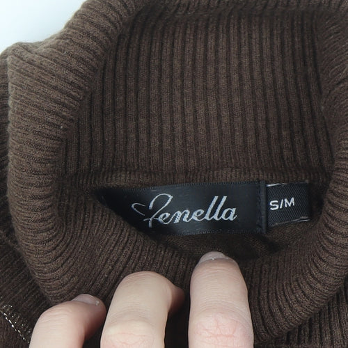 Lemella Women Brown Roll Neck Wool Blend Pullover Jumper S