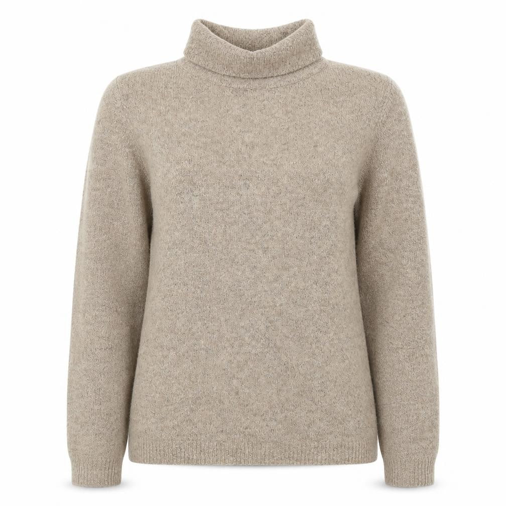 Front view of Object women’s beige roll neck jumper xs