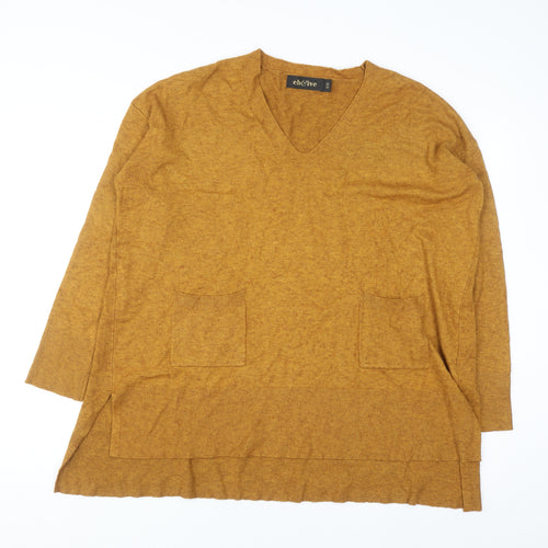 eb&ive Womens Brown V-Neck Tunic Knit Jumper Size S Relaxed Fit