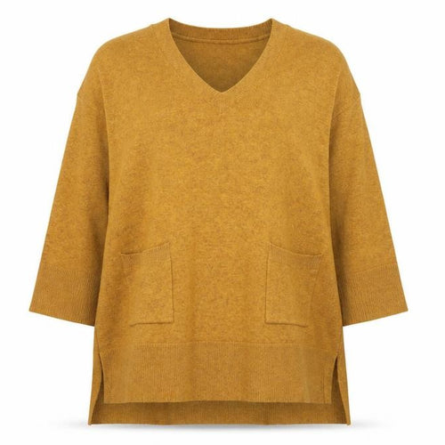 eb&ive Womens Brown V-Neck Tunic Knit Jumper Size S Relaxed Fit
