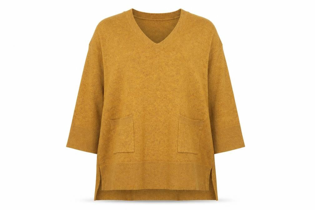 eb&ive Womens Brown V-Neck Tunic Knit Jumper Size S Relaxed Fit