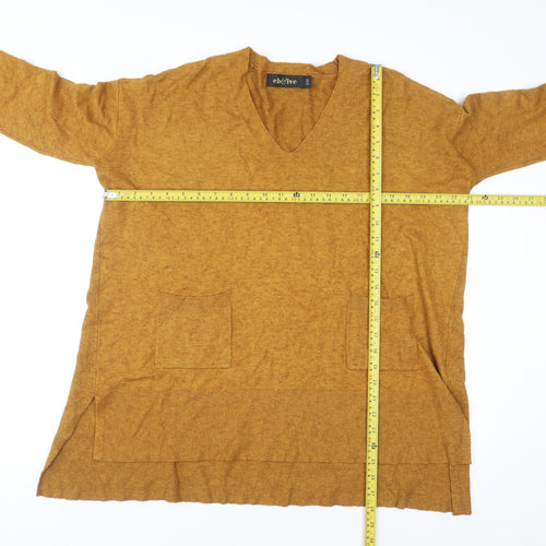 eb&ive Womens Brown V-Neck Tunic Knit Jumper Size S Relaxed Fit
