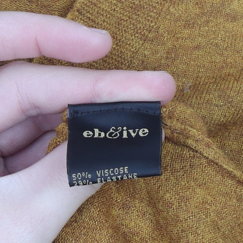eb&ive Womens Brown V-Neck Tunic Knit Jumper Size S Relaxed Fit