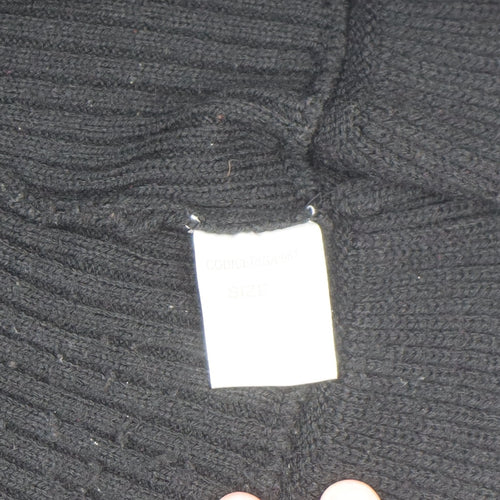 Specchio Women's Black Ruffle Knit Cardigan Jumper Size L