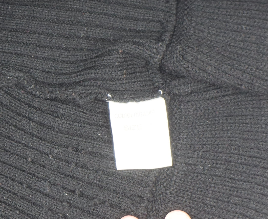 Specchio Women's Black Ruffle Knit Cardigan Jumper Size L