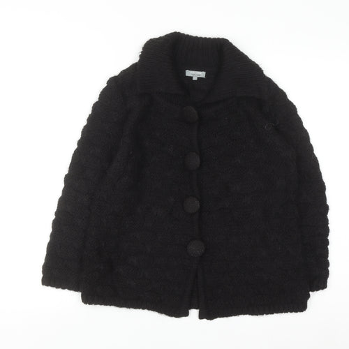Marks and Spencer Women Black Chunky Knit Collared Cardigan S