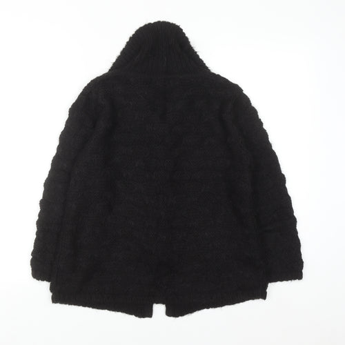 Marks and Spencer Women Black Chunky Knit Collared Cardigan S