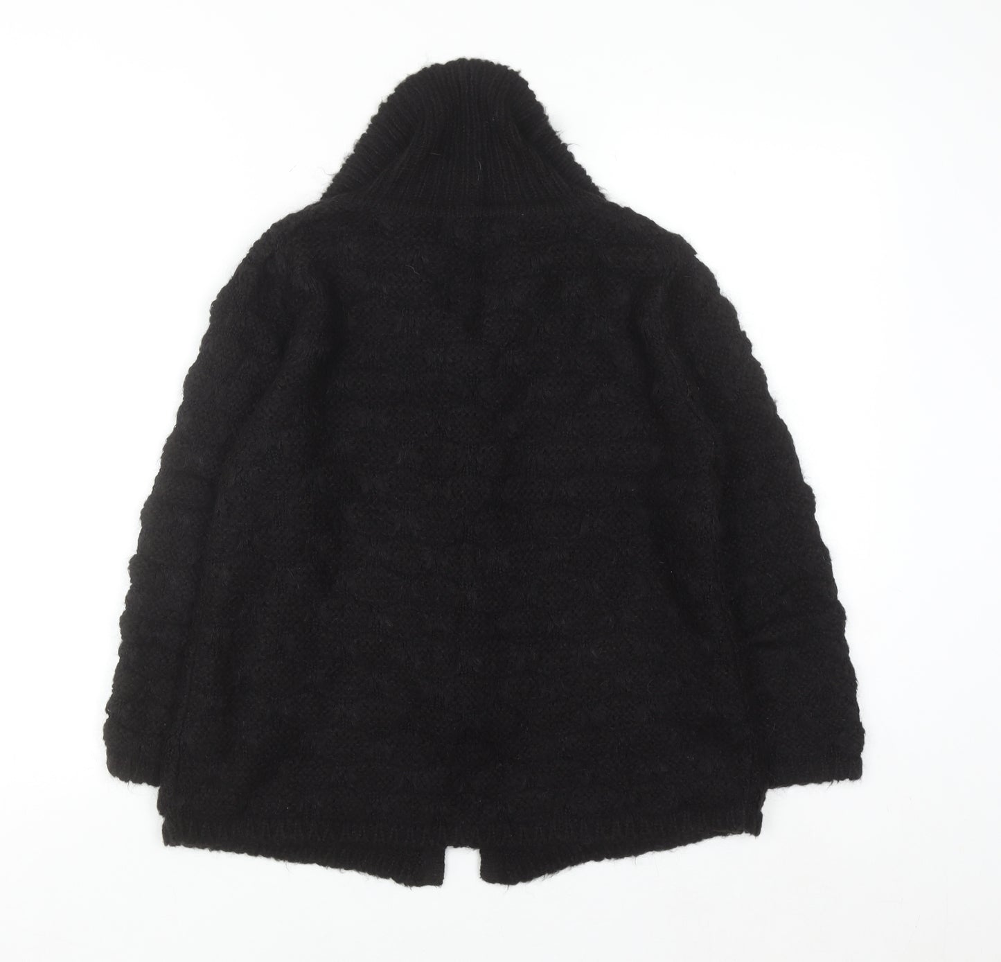 Marks and Spencer Women Black Chunky Knit Collared Cardigan S
