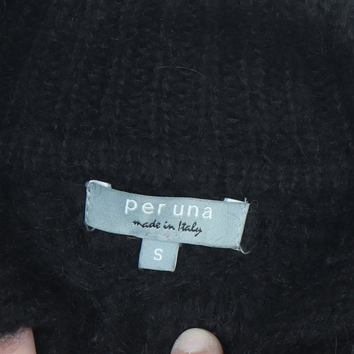 Marks and Spencer Women Black Chunky Knit Collared Cardigan S