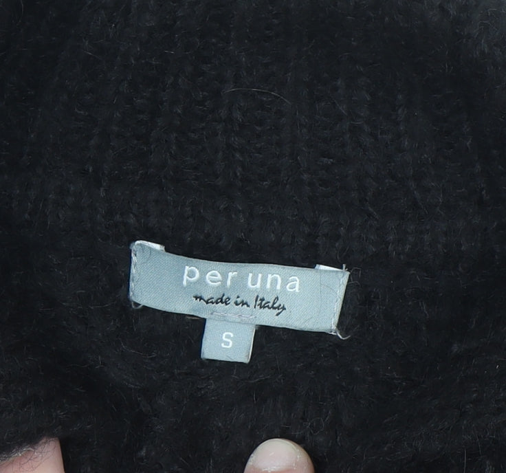 Marks and Spencer Women Black Chunky Knit Collared Cardigan S