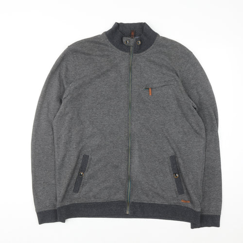 Ted Baker Men's Grey Full Zip Jumper Size XL Cotton Blend