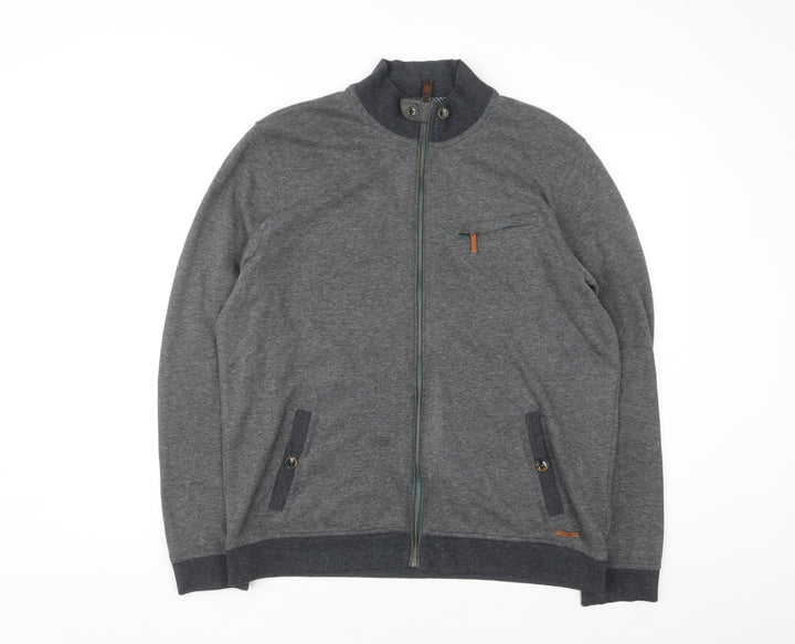 Ted Baker Men's Grey Full Zip Jumper Size XL Cotton Blend