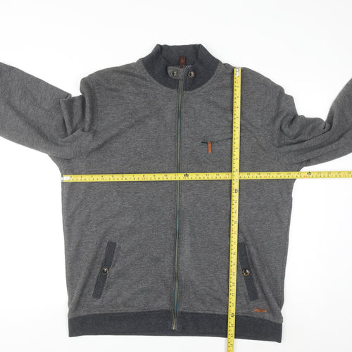 Ted Baker Men's Grey Full Zip Jumper Size XL Cotton Blend