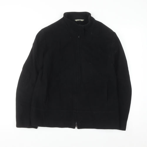 Marks and Spencer Womens Black Wool Blend Zip Jacket Size 14