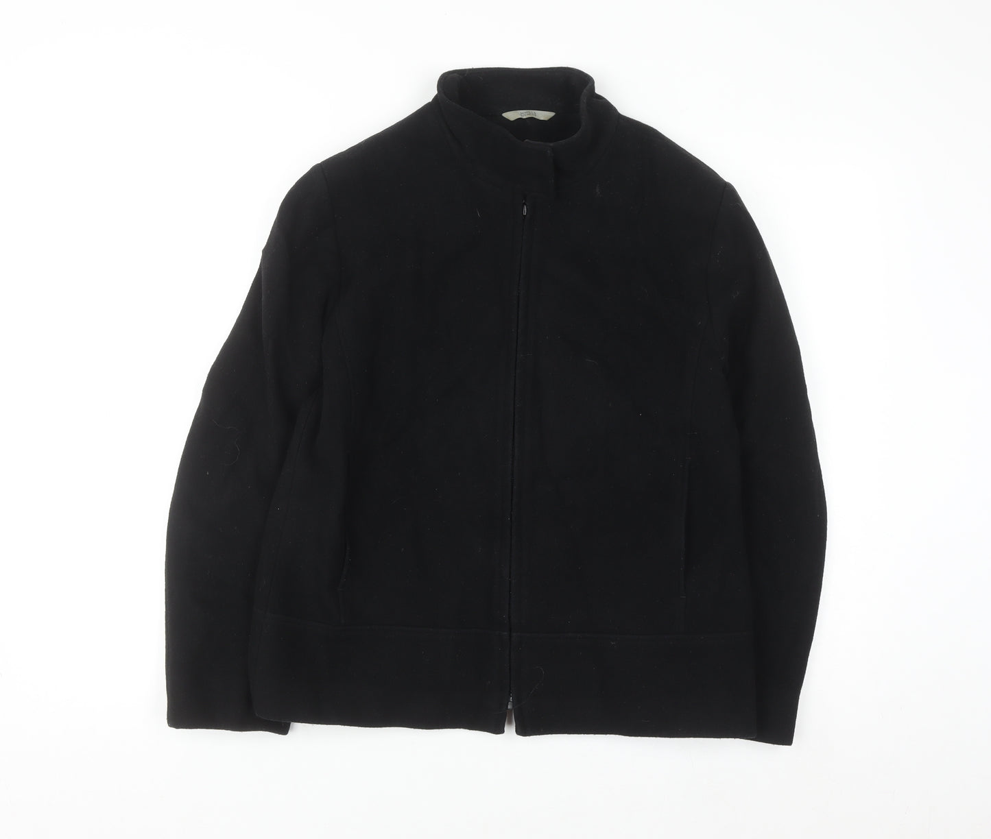 Marks and Spencer Womens Black Wool Blend Zip Jacket Size 14