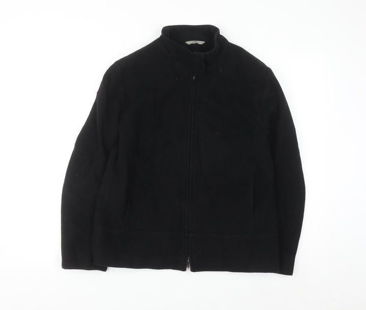 Marks and Spencer Womens Black Wool Blend Zip Jacket Size 14