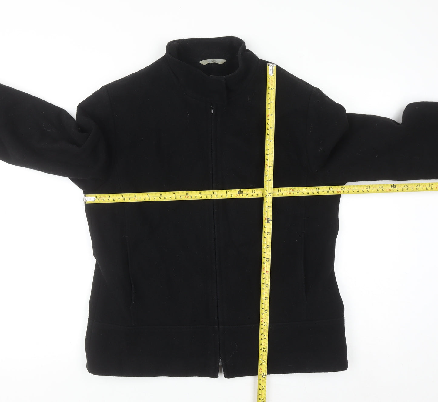 Marks and Spencer Womens Black Wool Blend Zip Jacket Size 14