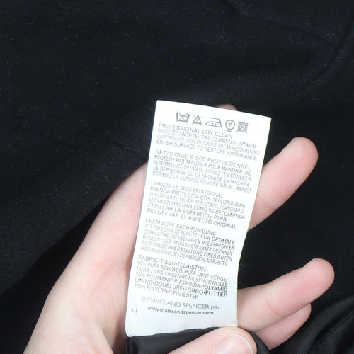 Marks and Spencer Womens Black Wool Blend Zip Jacket Size 14
