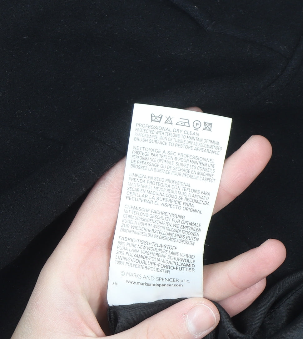 Marks and Spencer Womens Black Wool Blend Zip Jacket Size 14