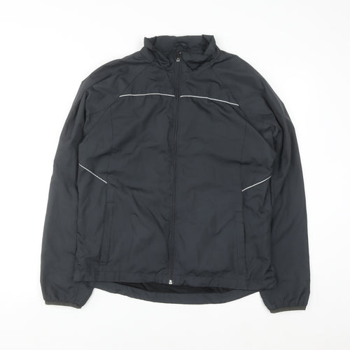 Crivit Men's Black M Windbreaker Jacket Lightweight Reflective Zip