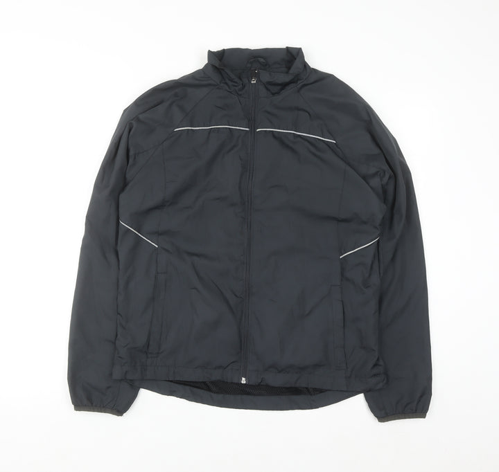 Crivit Men's Black M Windbreaker Jacket Lightweight Reflective Zip
