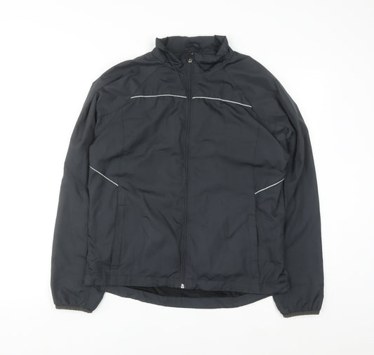 Crivit Men's Black M Windbreaker Jacket Lightweight Reflective Zip