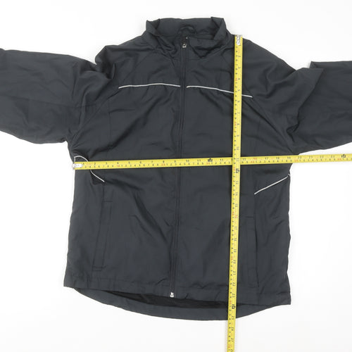 Crivit Men's Black M Windbreaker Jacket Lightweight Reflective Zip