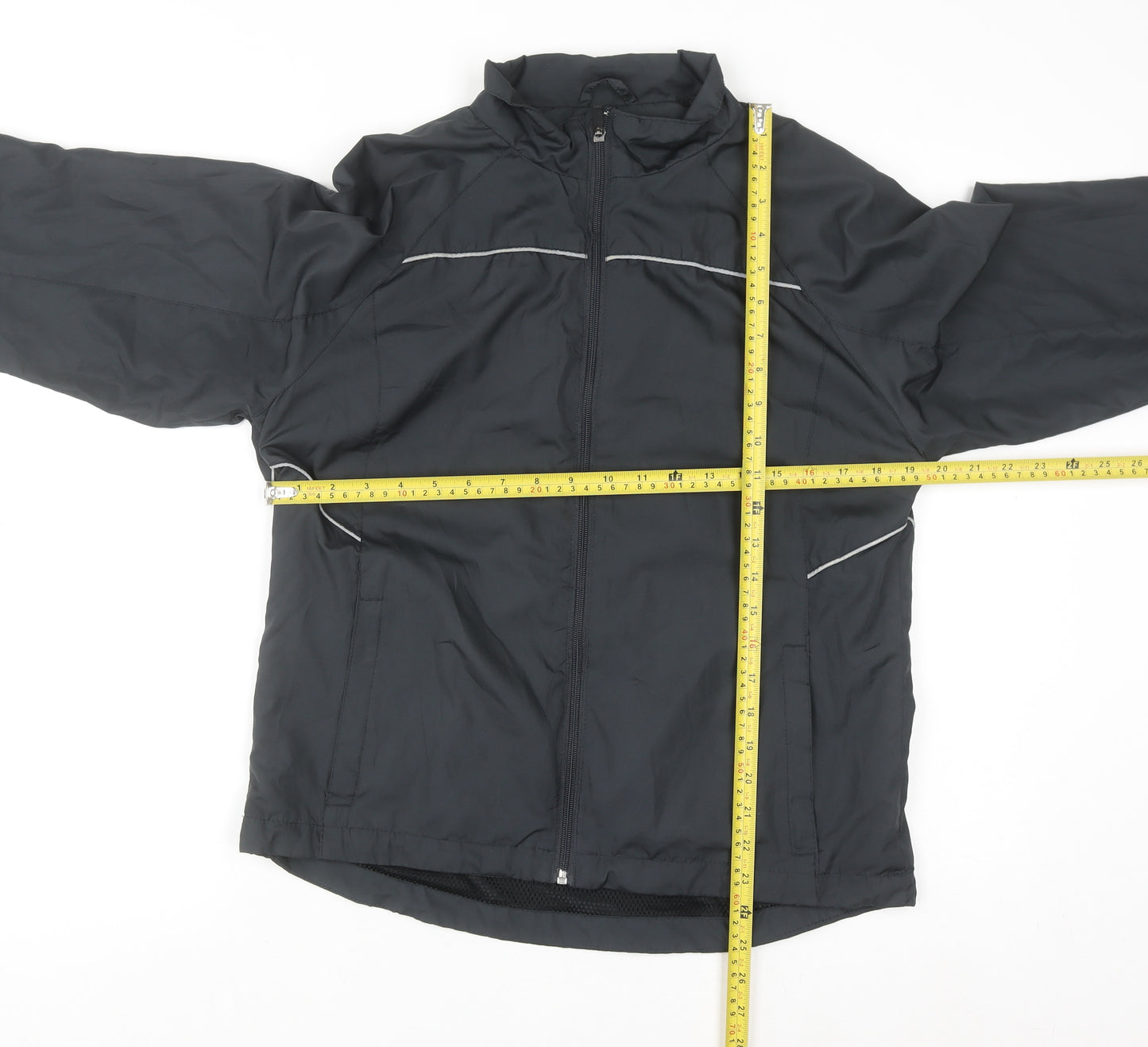 Crivit Men's Black M Windbreaker Jacket Lightweight Reflective Zip