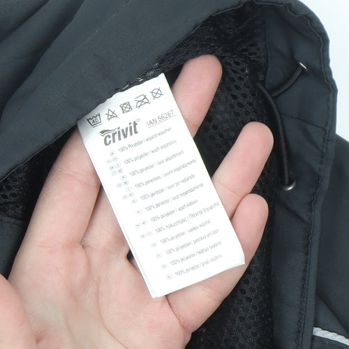 Crivit Men's Black M Windbreaker Jacket Lightweight Reflective Zip