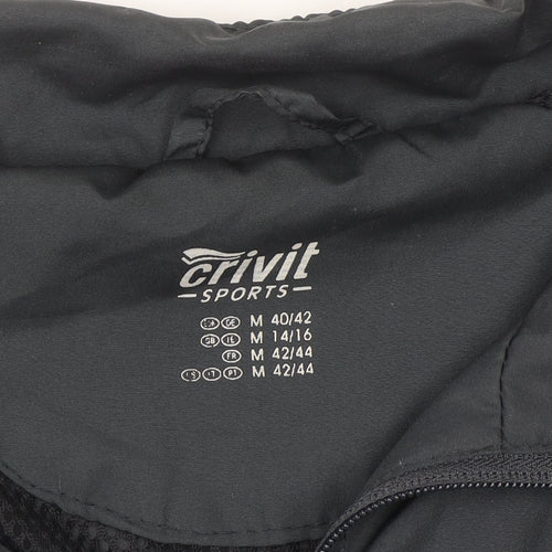 Crivit Men's Black M Windbreaker Jacket Lightweight Reflective Zip
