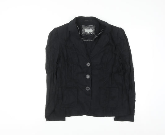 Marks and Spencer Per Una Womens Black Linen Blazer Size 12