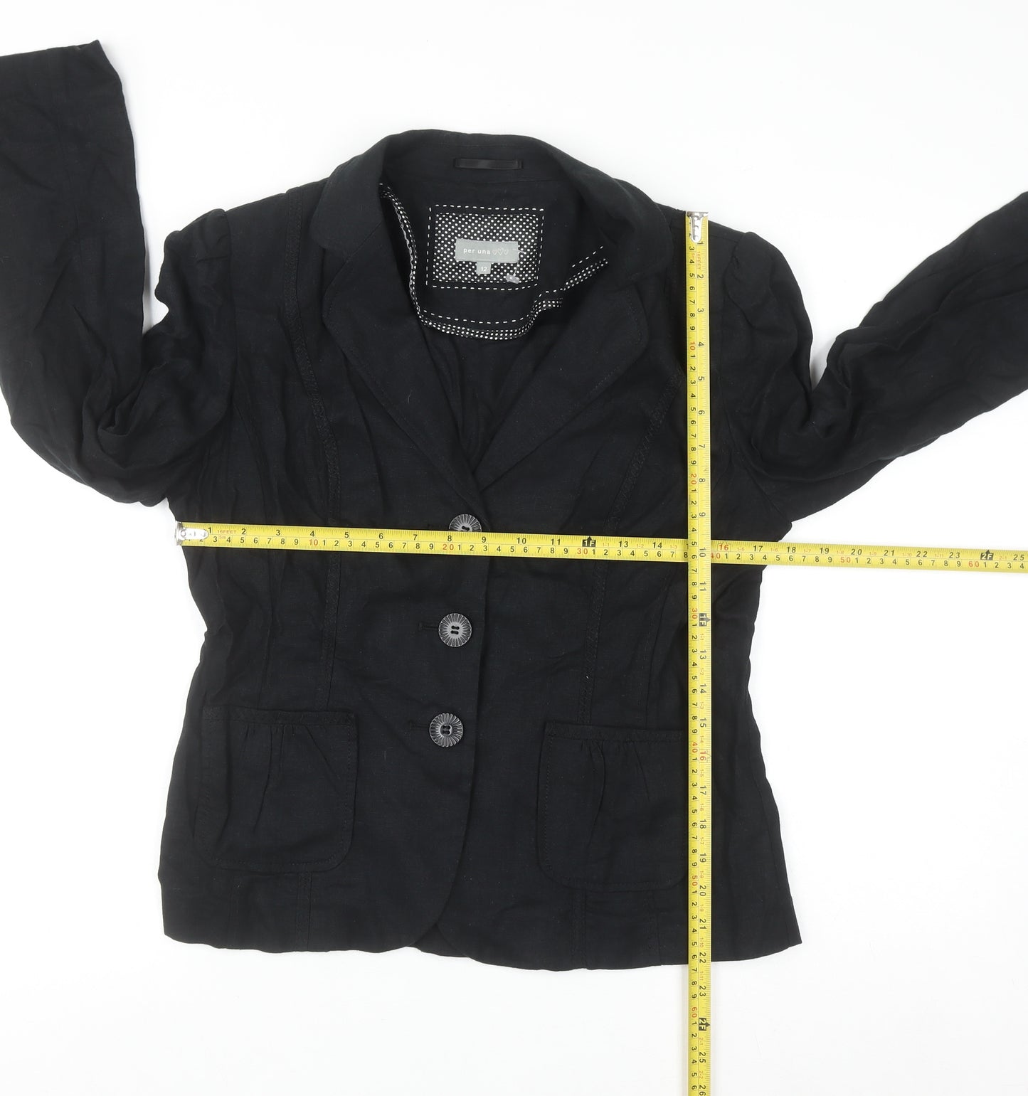 Marks and Spencer Per Una Womens Black Linen Blazer Size 12