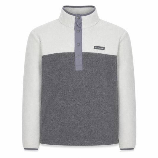 Front view of Columbia Men's Grey Fleece Henley Sweatshirt, size L, Outdoor