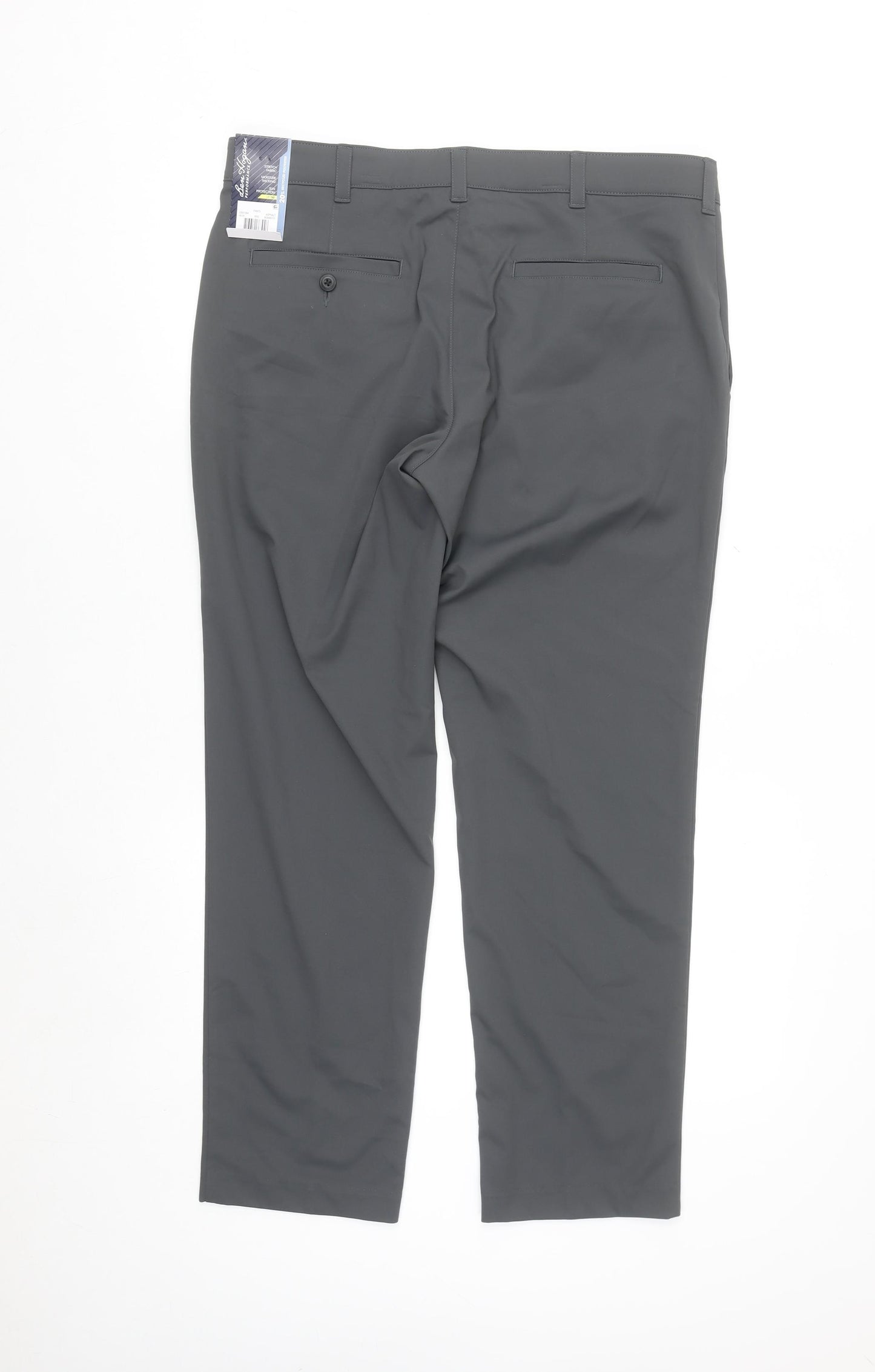 Ben Hogan Men Grey 34x30 Chino Trousers Regular Fit Stretch