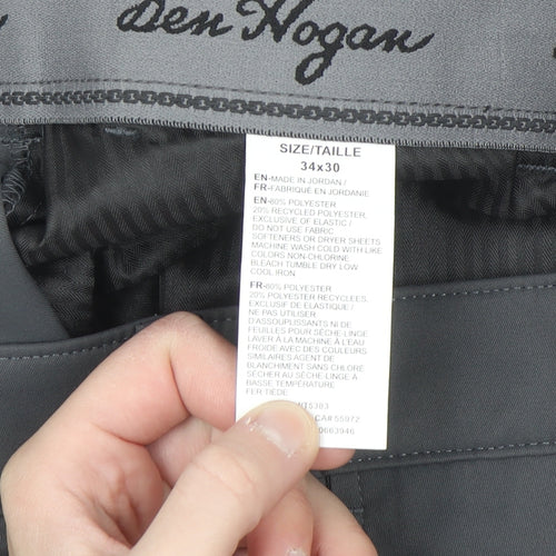 Ben Hogan Men Grey 34x30 Chino Trousers Regular Fit Stretch